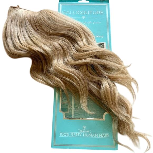 Halocouture Halo Extensions 16 inch F112 Warm Blonde w/ Highlights Original - Picture 1 of 10